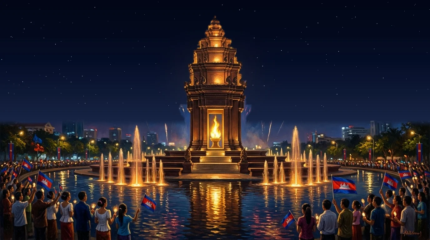 Cambodian Independence Day Sacred Flame & Fireworks